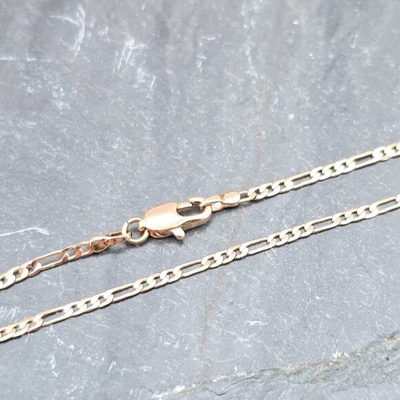 Rose Gold Flat Link Chain Necklace | Gold Plated Brass | 17.7 Inch, XPNL0018 - Picture 8 of 12